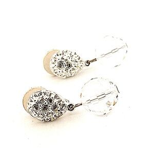 SWAROVSKI silver tone dangle balls clip on earrings